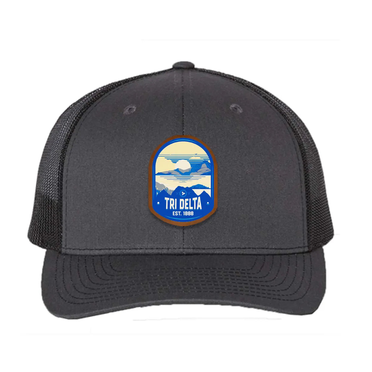 Tri Delta Richardson 112 UV Print Leatherette Patch Trucker Hat - Ventura Charcoal Black Trucker Hat
