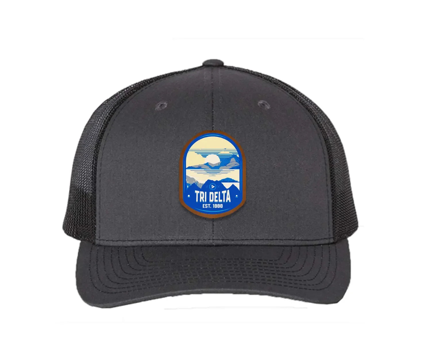 Tri Delta Richardson 112 UV Print Leatherette Patch Trucker Hat - Ventura Charcoal Black Trucker Hat