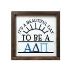 Alpha Delta Pi 12x12 Wood Framed Sign - Beautiful Day Walnut Stain Wall Art & Signs