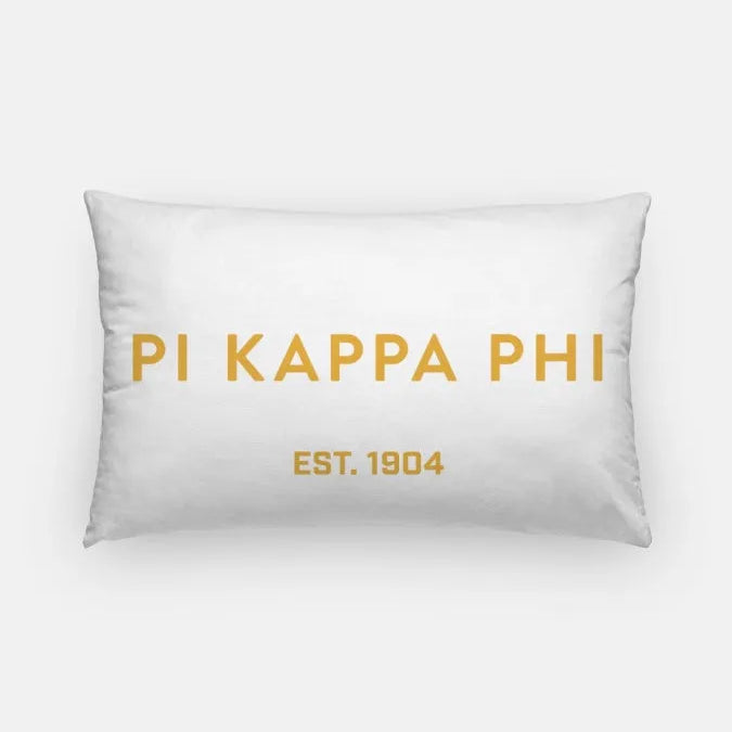 Pi Kappa Phi 1904 Lumbar Pillow Cover White Gold Pillow Covers