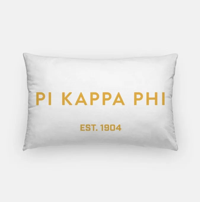 Pi Kappa Phi 1904 Lumbar Pillow Cover White Gold Pillow Covers