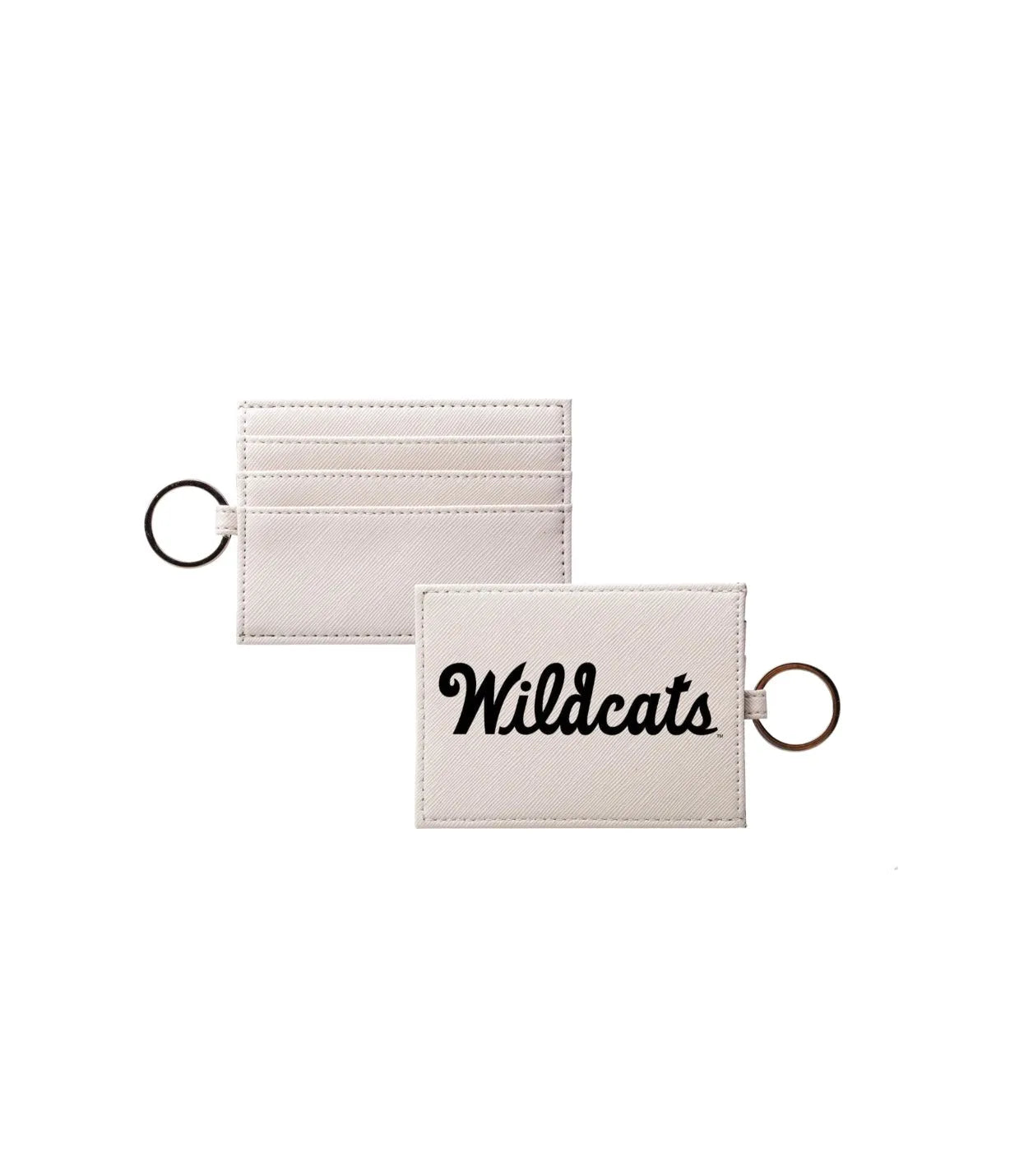 Wildcats Vegan Saffiano Leather Keychain Card Holder Black Travel Wallet