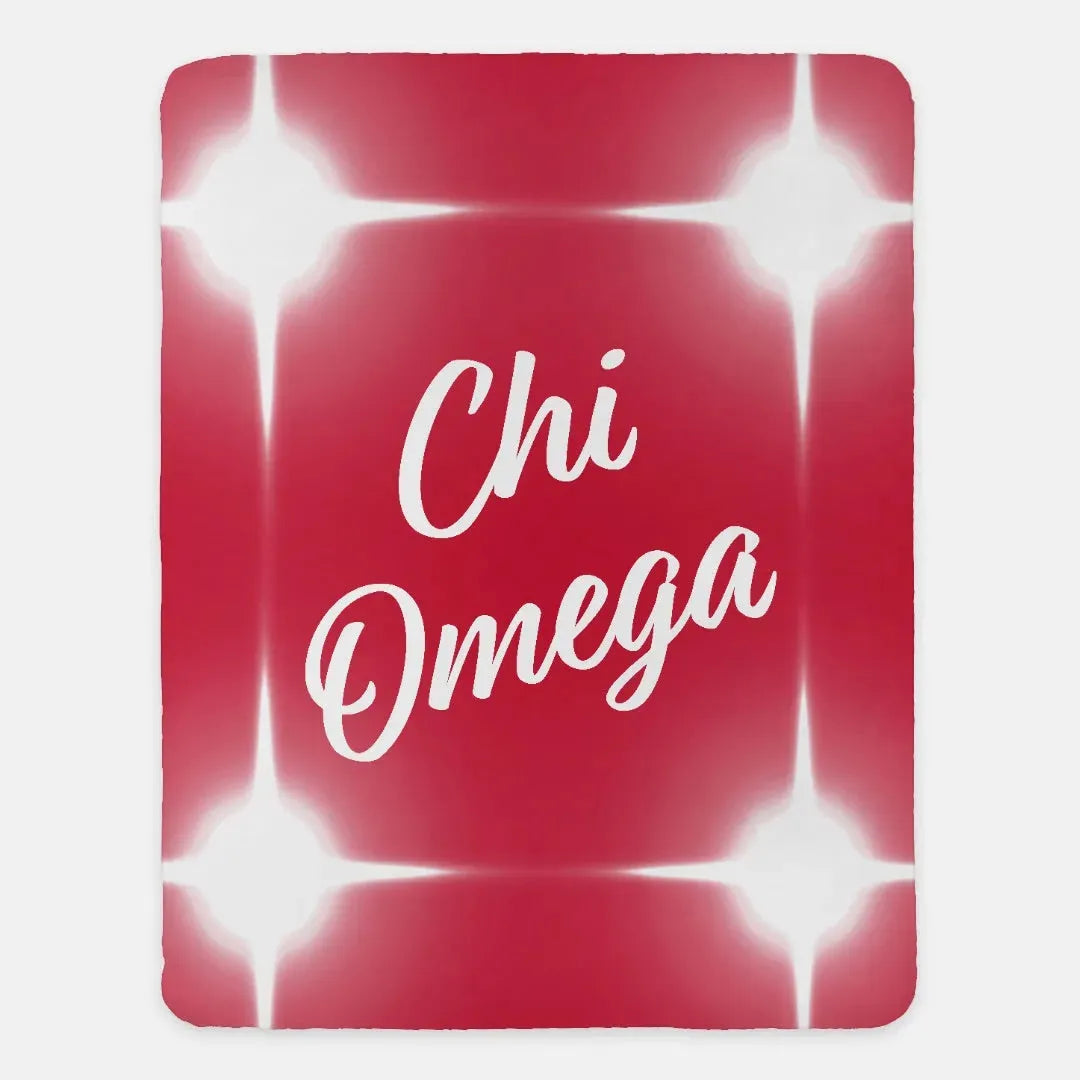 Chi Omega XL 60x80 Sherpa Throw Blanket - Flashing Lights Cardinal Throw Blankets