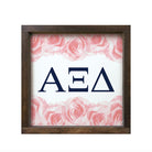 Alpha Xi Delta Wood Framed Sign - Pink Roses - 12"x12" | AXiD Gifts