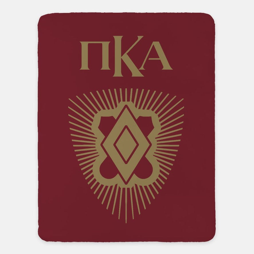Pi Kappa Alpha XL 60x80 Sherpa Throw Blanket - PIKE Symbol Garnet Throw Blankets