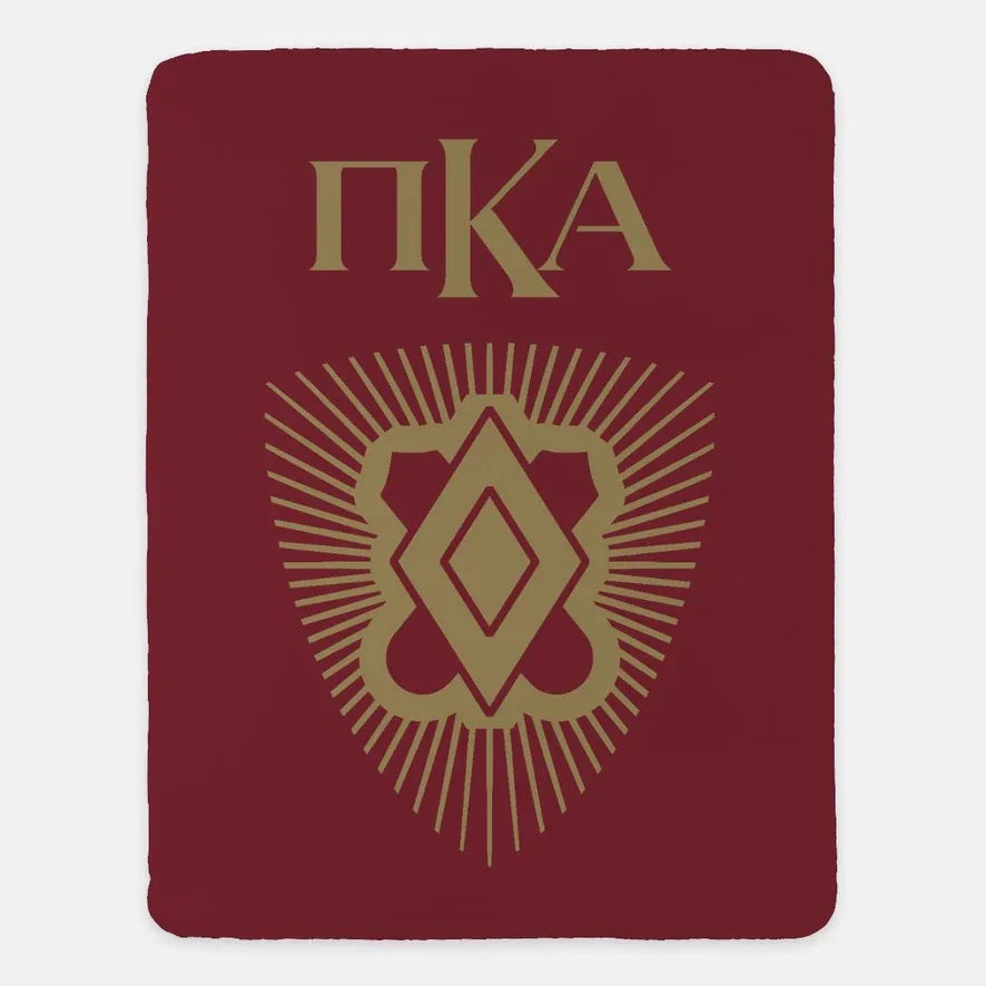 Pi Kappa Alpha XL 60x80 Sherpa Throw Blanket - PIKE Symbol Garnet Throw Blankets