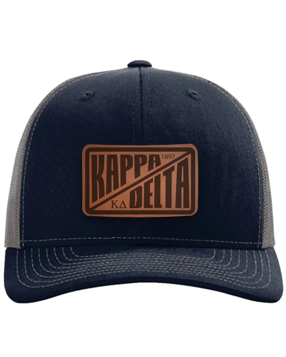 Kappa Delta Richardson 112 Leatherette Patch Trucker Hat - Divide Navy Charcoal Trucker Hat