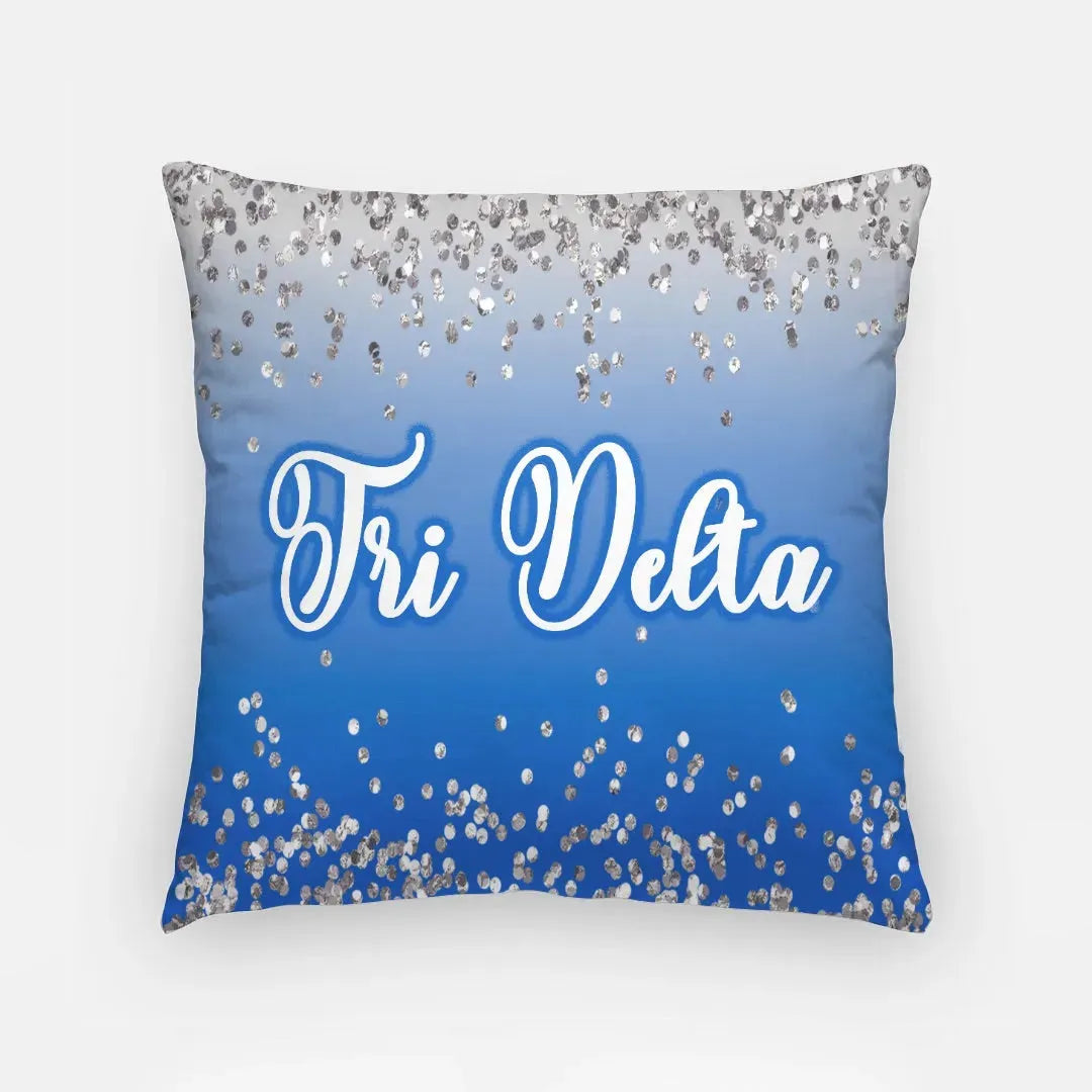 Tri Delta 18" Throw Pillow Cover - Blue Glitter Pillow Covers