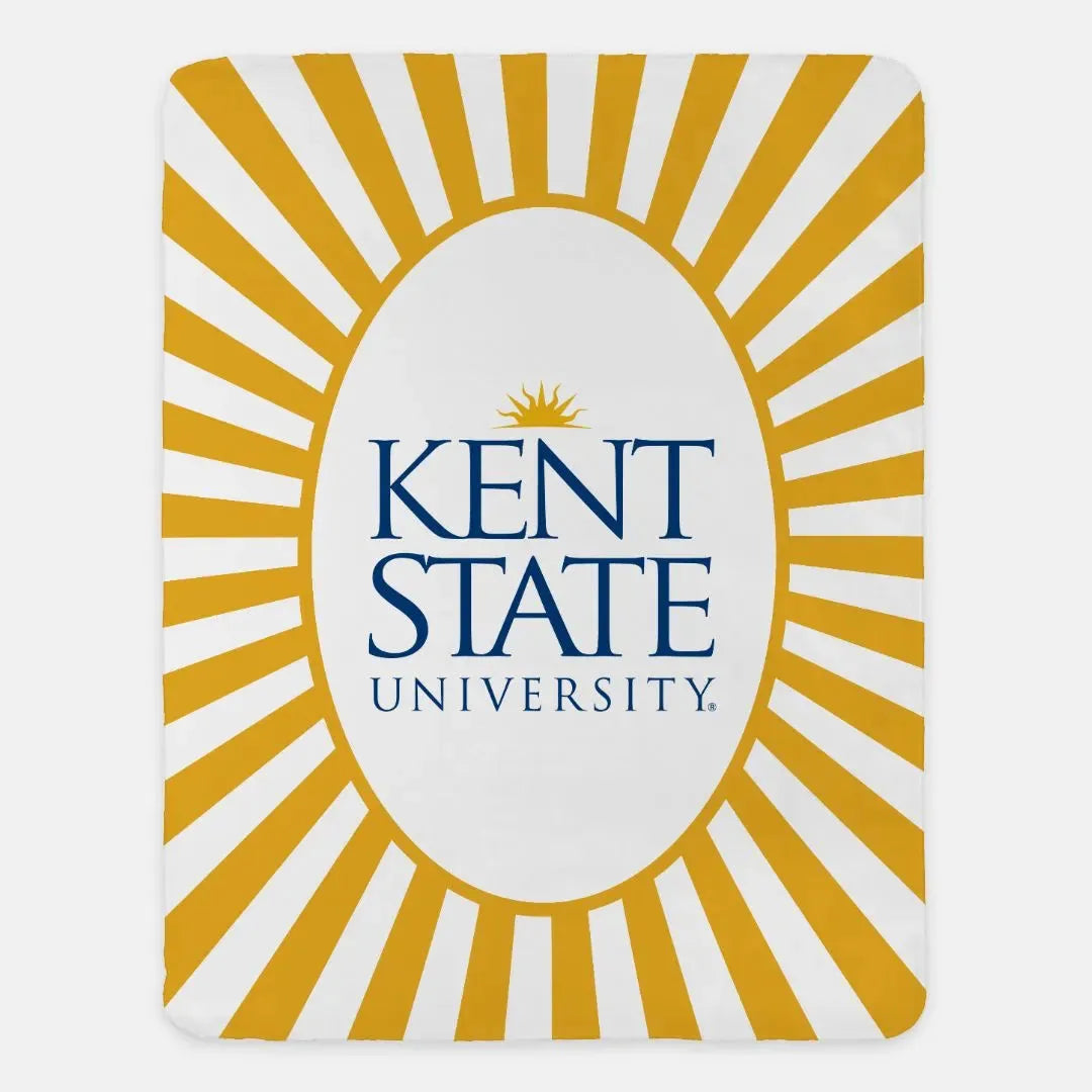 Kent State XL 60x80 Sherpa Throw Blanket Gold Starburst -Traditional Logo Throw Blankets