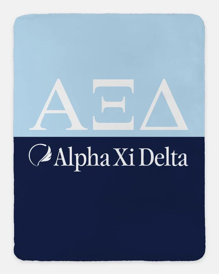 Alpha Xi Delta Blanket XL 60x80 Blue Color Block | Official AXiD Gifts