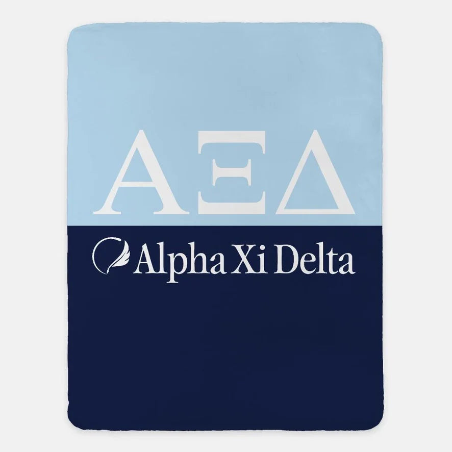 Alpha Xi Delta Blanket XL 60x80 Blue Color Block | Official AXiD Gifts