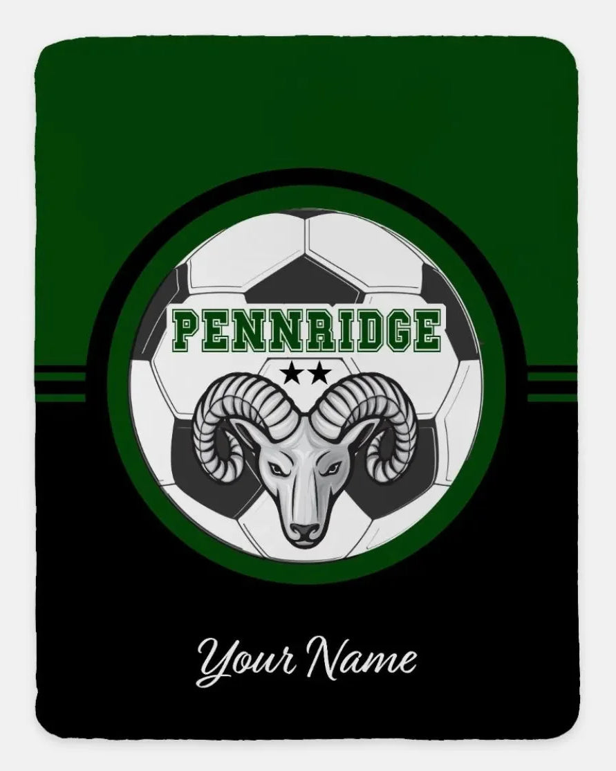 Pennridge Women's Soccer XL 60x80 Sherpa Blanket - Color Block Personalized Throw Blankets