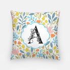 Flat Leaf Floral Monogram Pillow Cover 18" Blue Monogram Pillow Covers