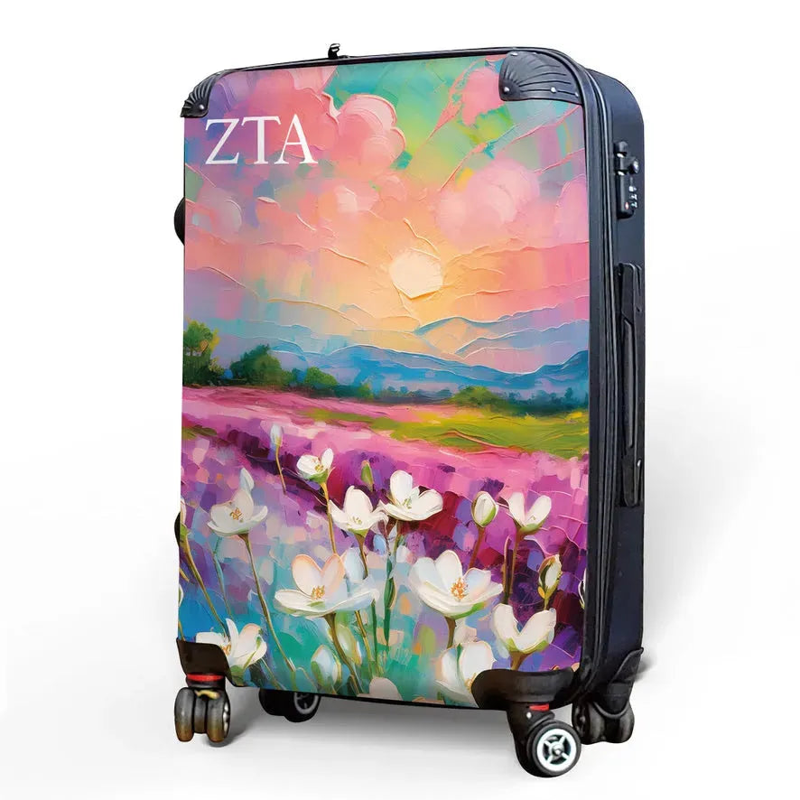 Zeta Tau Alpha Carry-on Suitcase- Bold White Violets Suitcases