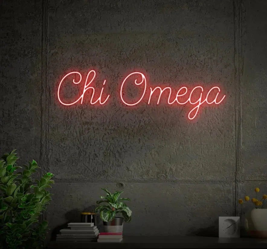 Chi Omega LED Neon Script Sign w/ Dimmer Neon Signs
