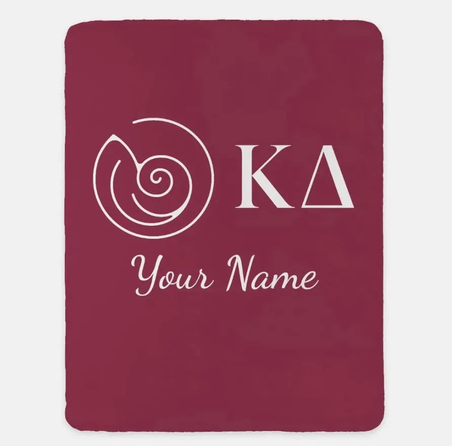 Personalized Kappa Delta XL 60x80 Sherpa Throw Blanket Burgundy Throw Blankets