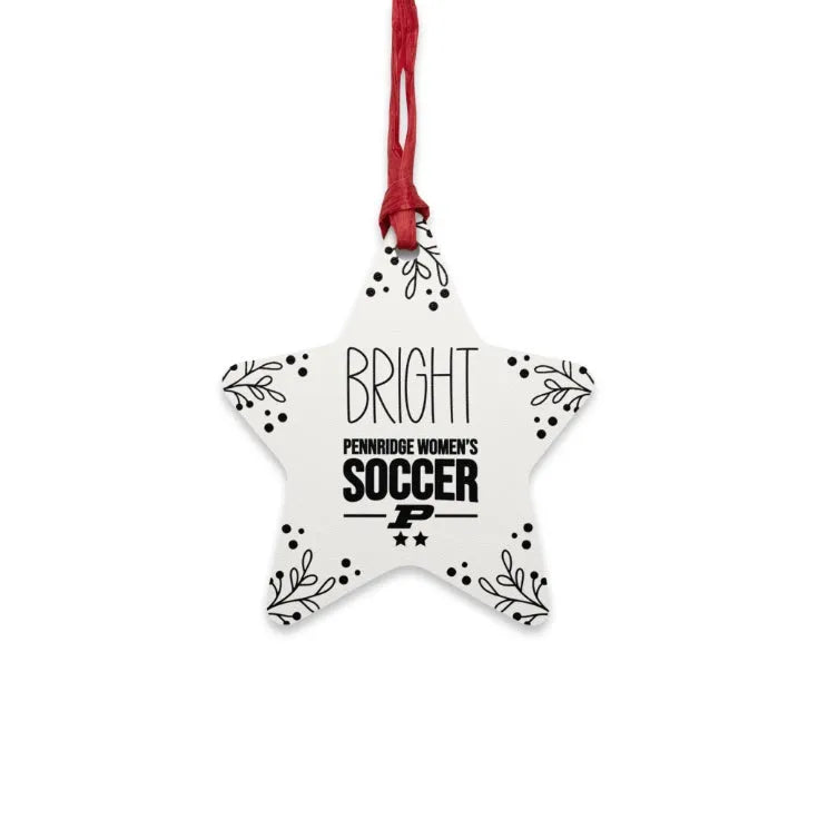 Pennridge Women's Soccer Magnetic Wood Christmas Star Ornament Holiday Ornaments