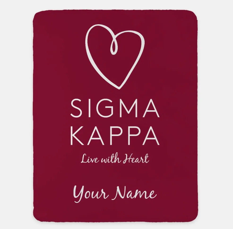 Personalized Sigma Kappa XL 60x80 Sherpa Throw Blanket Maroon Throw Blankets