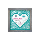 Zeta Tau Alpha 12x12 Wood Framed Sign - Turquoise Mandala Heart Weathered Gray Wall Art & Signs