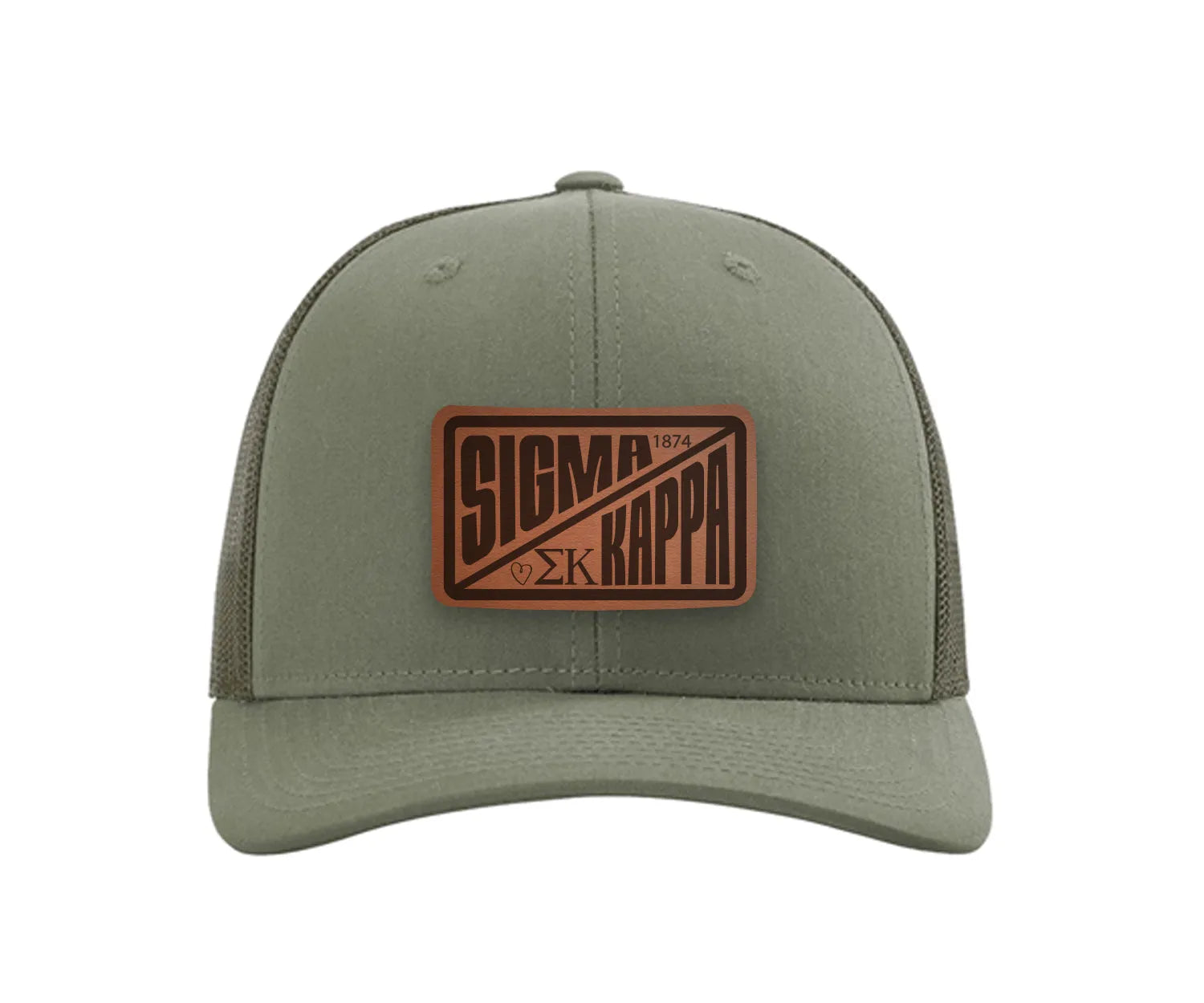 Sigma Kappa Richardson 112 Leatherette Patch Trucker Hat - Divide Loden Trucker Hat