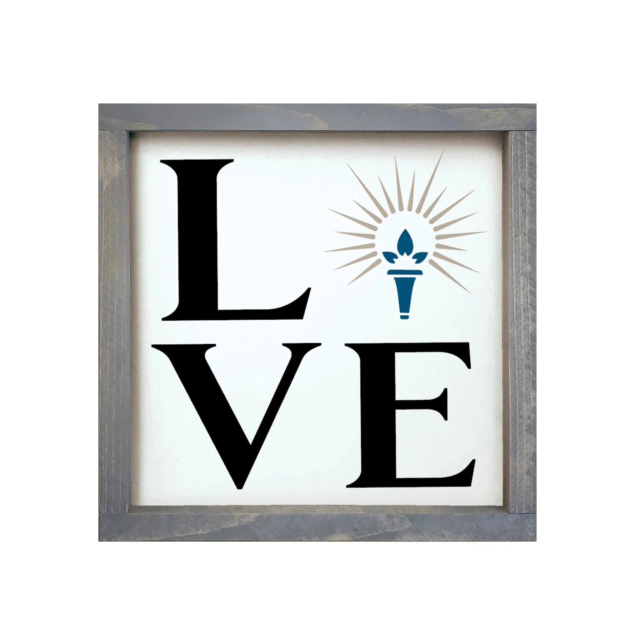 Sigma Delta Tau 12x12 Wood Framed Sign - LOVE Torch Weathered Gray Wall Art & Signs