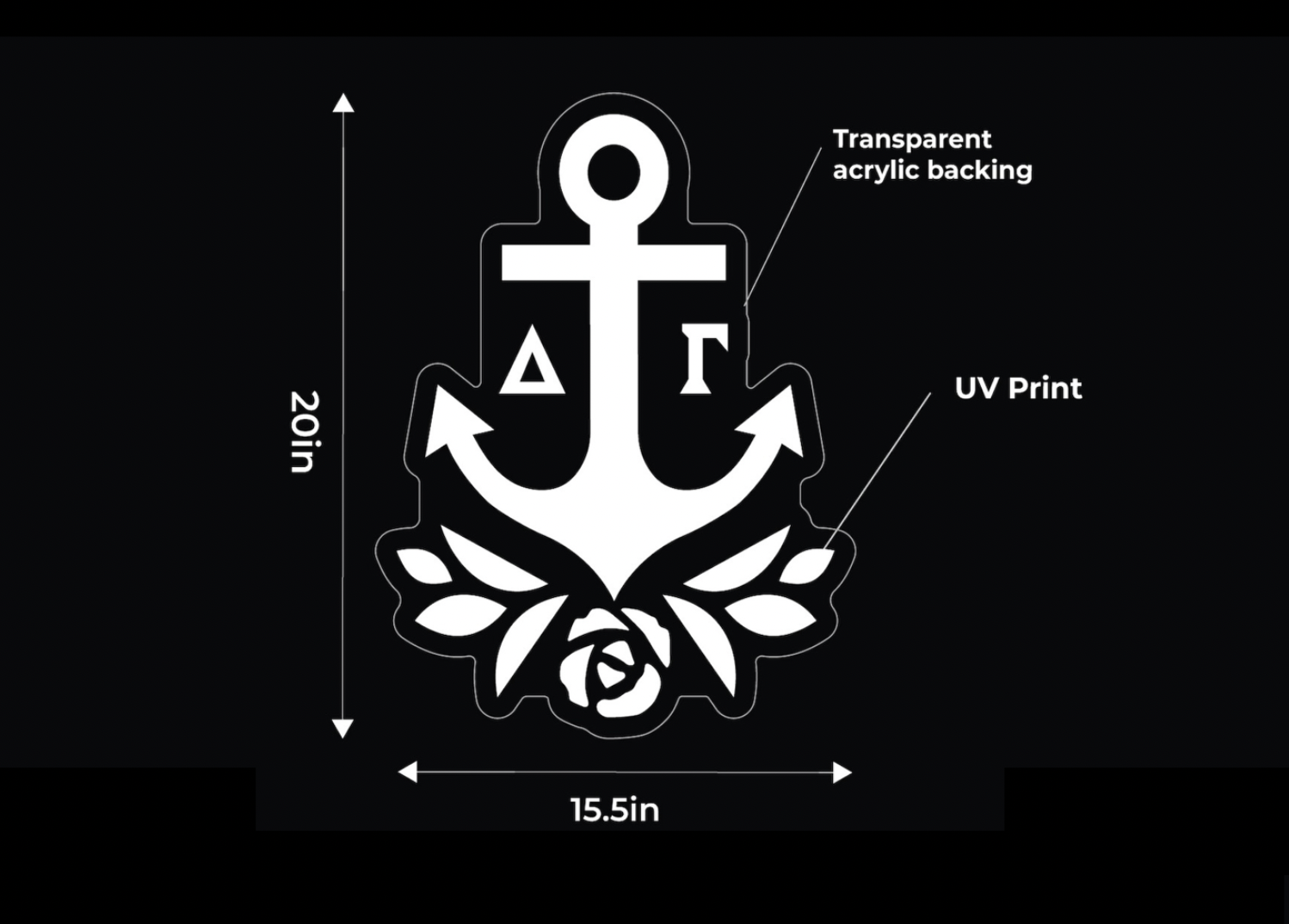 Delta Gamma Heart LED Neon Sign w/ Dimmer | DG Wall Art