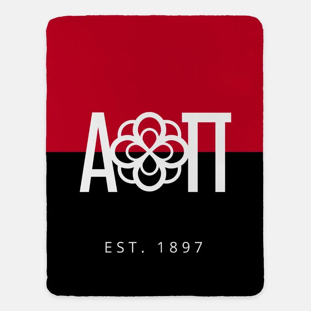 Alpha Omicron Pi XL 60x80 Sherpa Throw Blanket - Color Block Throw Blankets