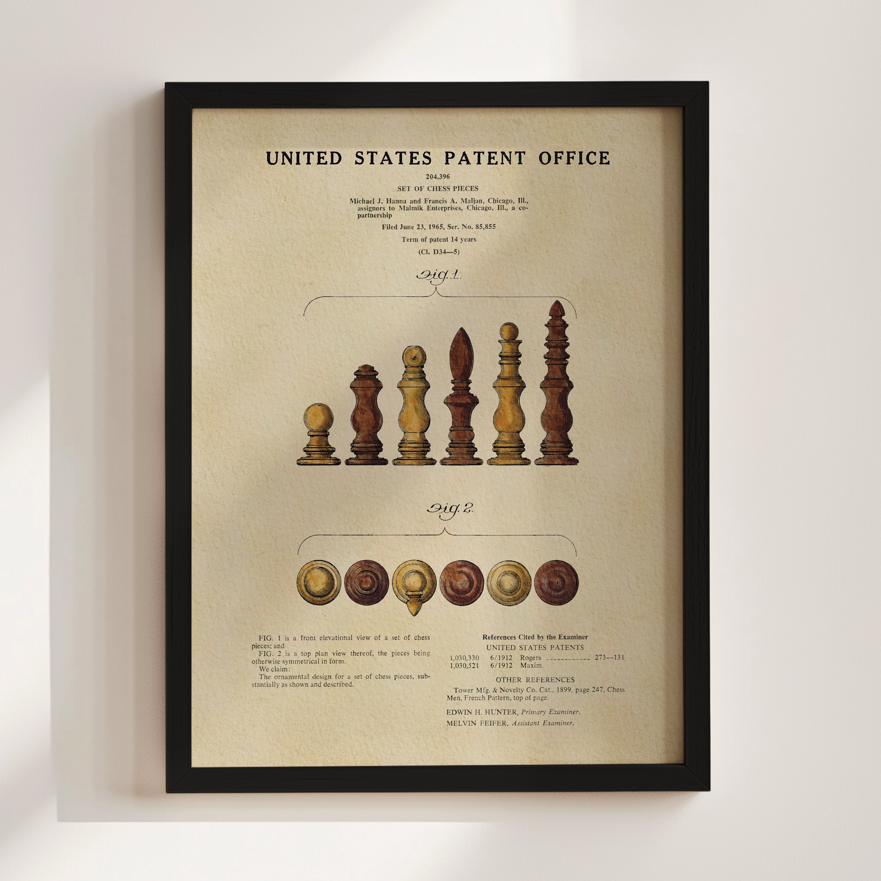 Chess Pieces US Patent Art Print