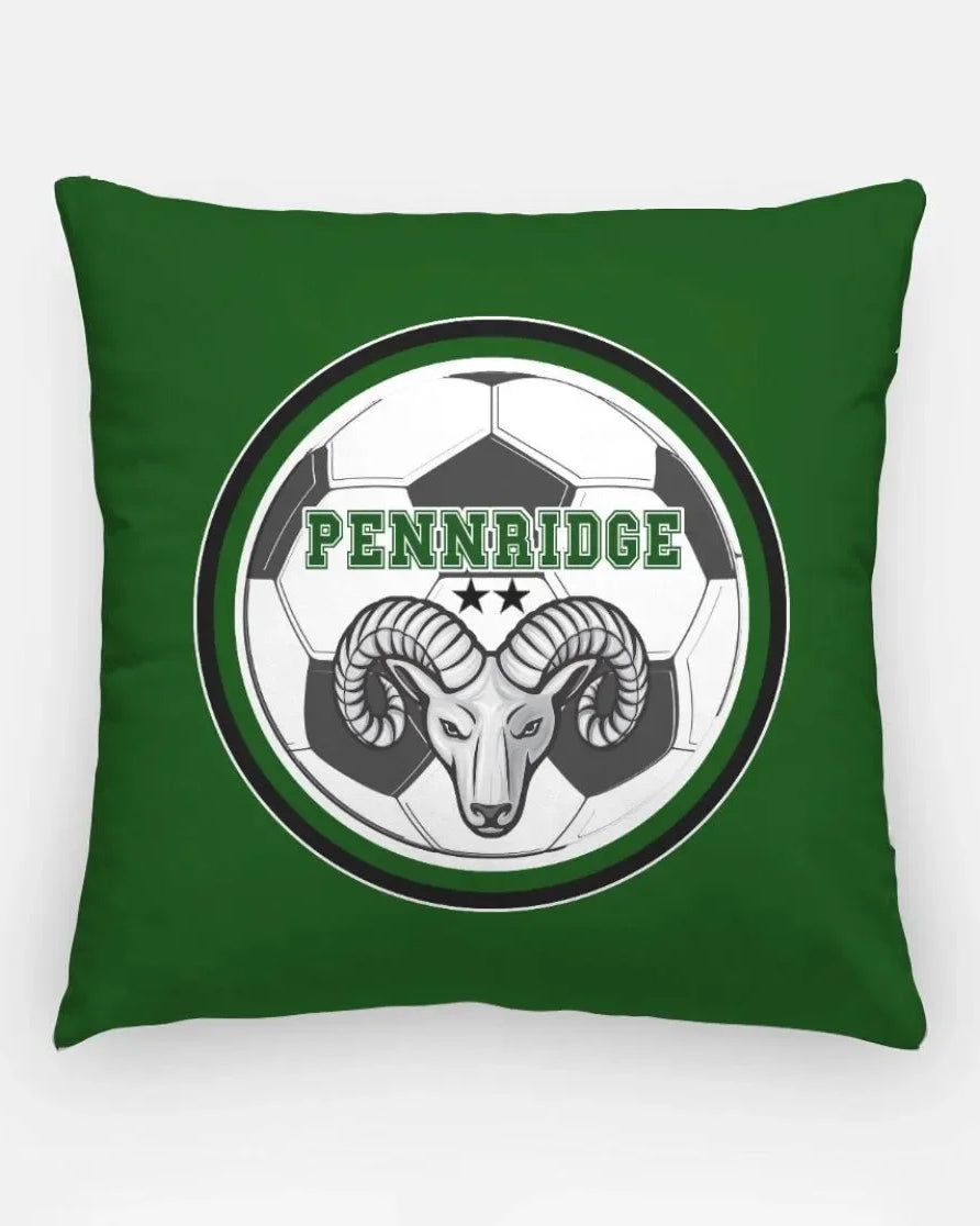Pennridge Women's Soccer 18" Throw Pillow Cover - Ram Soccer Ball Green Pillow Covers
