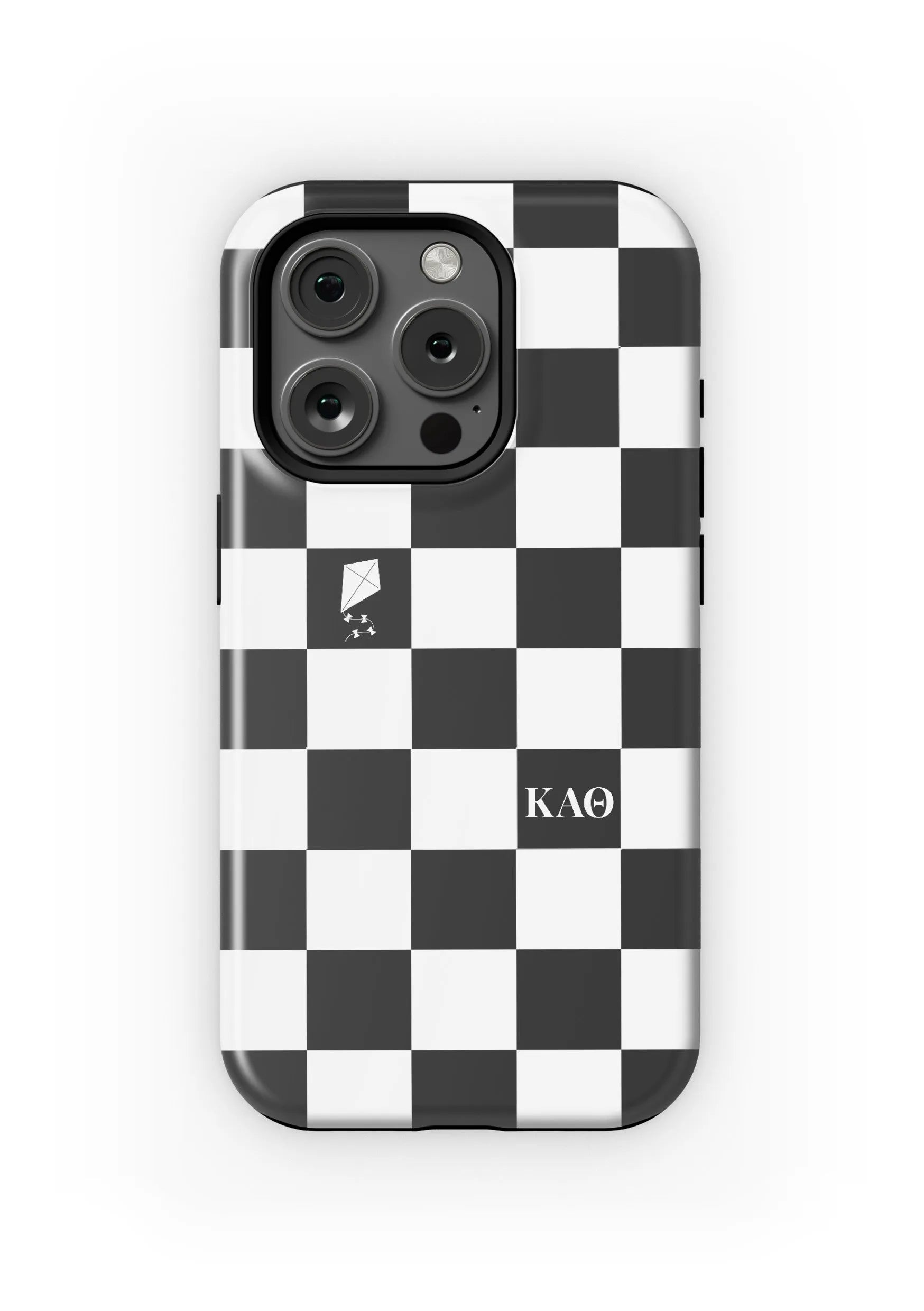 Kappa Alpha Theta iPhone 16, 15, 14 Mobile Phone Case - Black Check Matte Mobile Phone Cases
