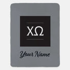 Chi Omega Personalized XL 60x80 Sherpa Throw Blanket Gray Black Throw Blankets
