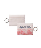 Alpha Xi Delta Vegan Saffiano Leather Cardholder - Roses Travel Wallet