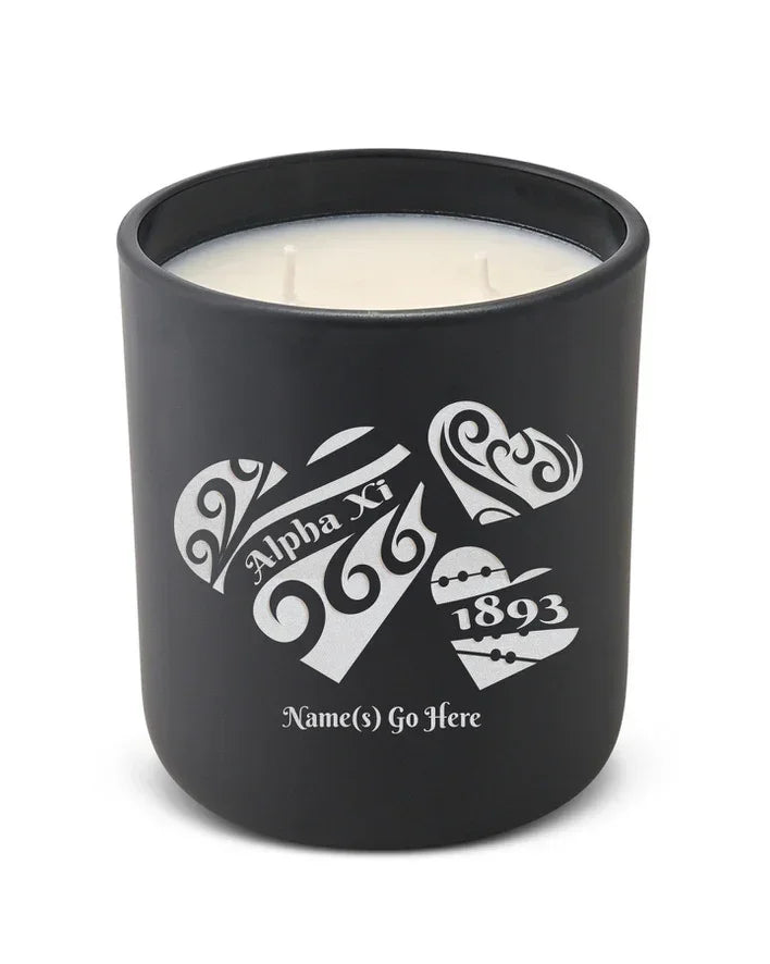 Personalized Alpha Xi Delta Engraved Glow Candle 12 oz. - Hearts