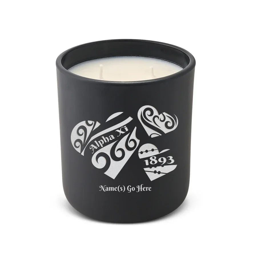 Personalized Alpha Xi Delta Engraved Glow Candle 12 oz. - Hearts