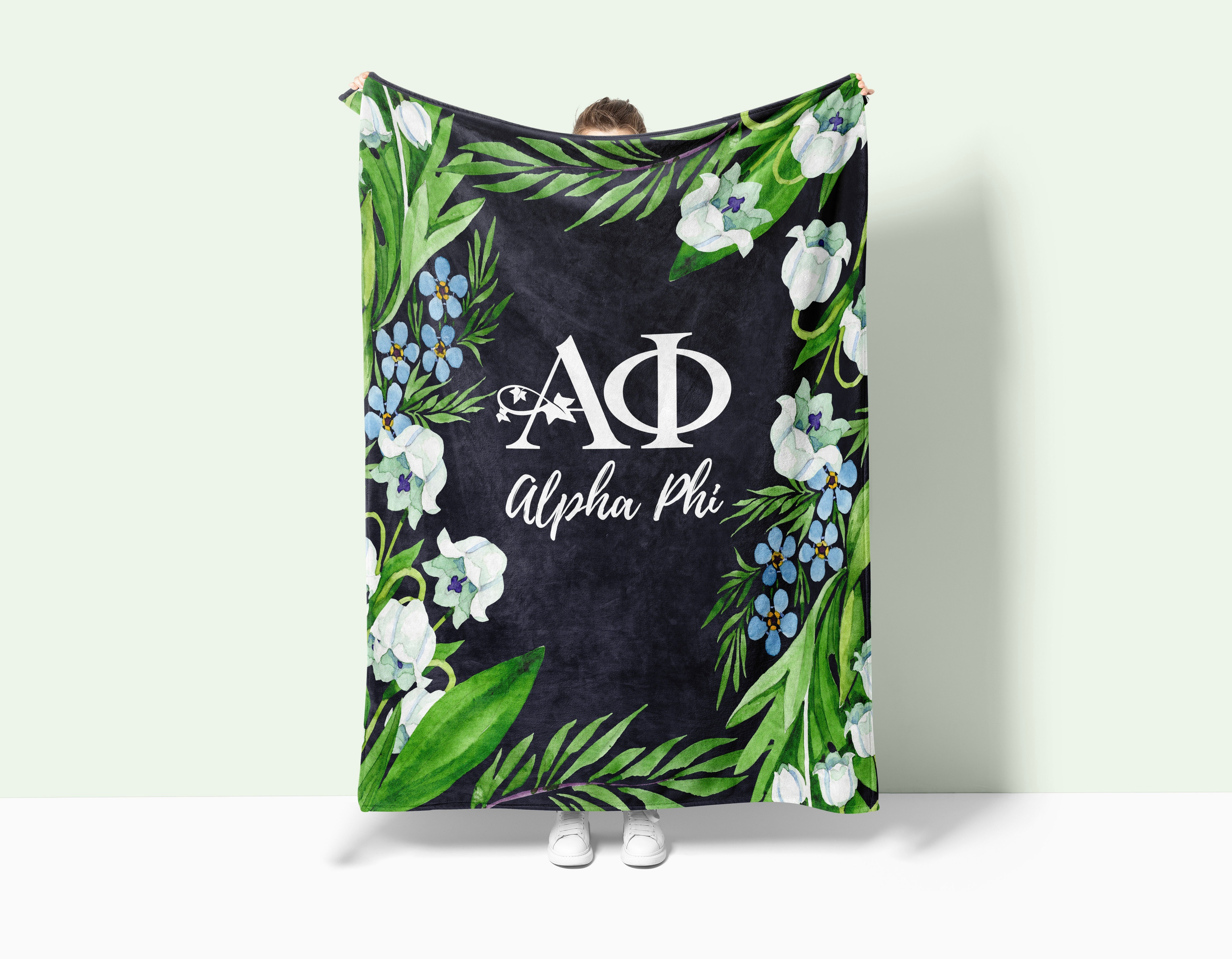 Alpha Phi XL 60x80 Sherpa Blanket - Lily Frame | APhi Gifts & Decor