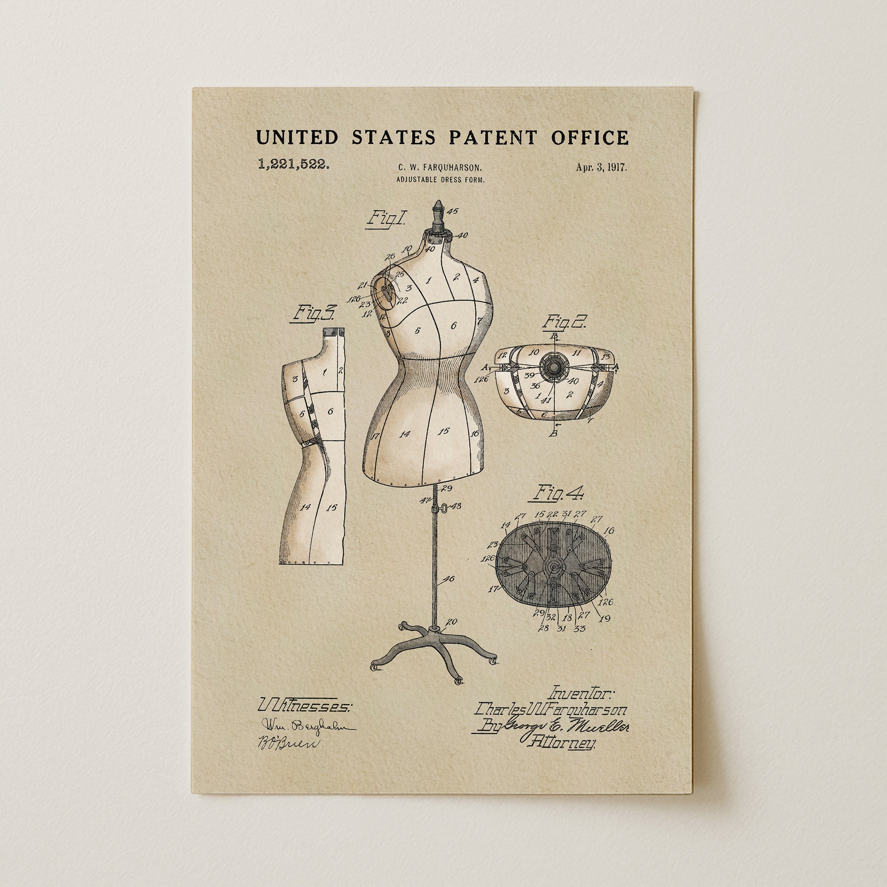 Dress Form US Patent Wall Print | Fashion Wall Print | Dorm Decor