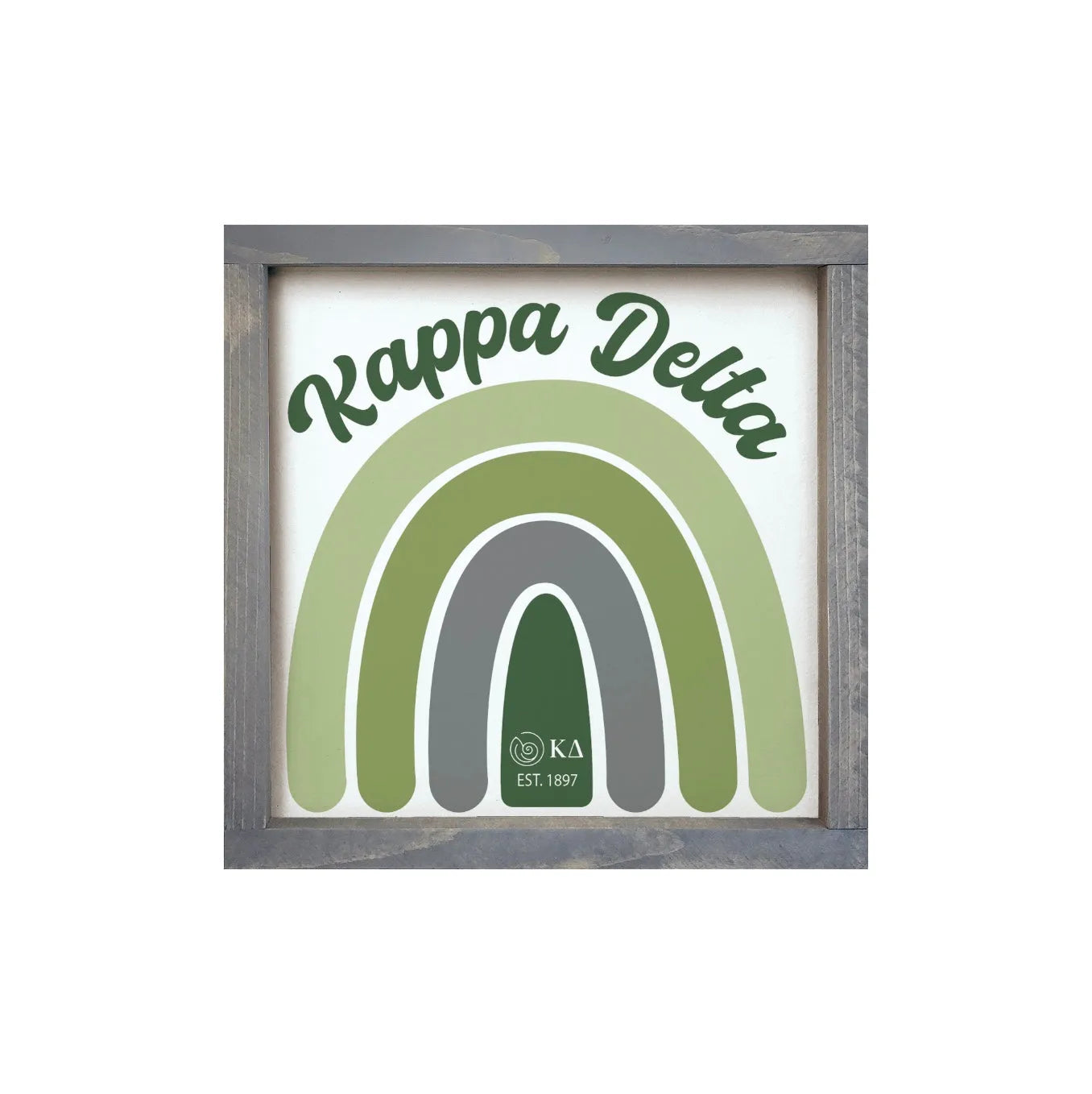 Kappa Delta 12x12 Wood Framed Sign - Rainbow Weathered Gray Wall Art & Signs