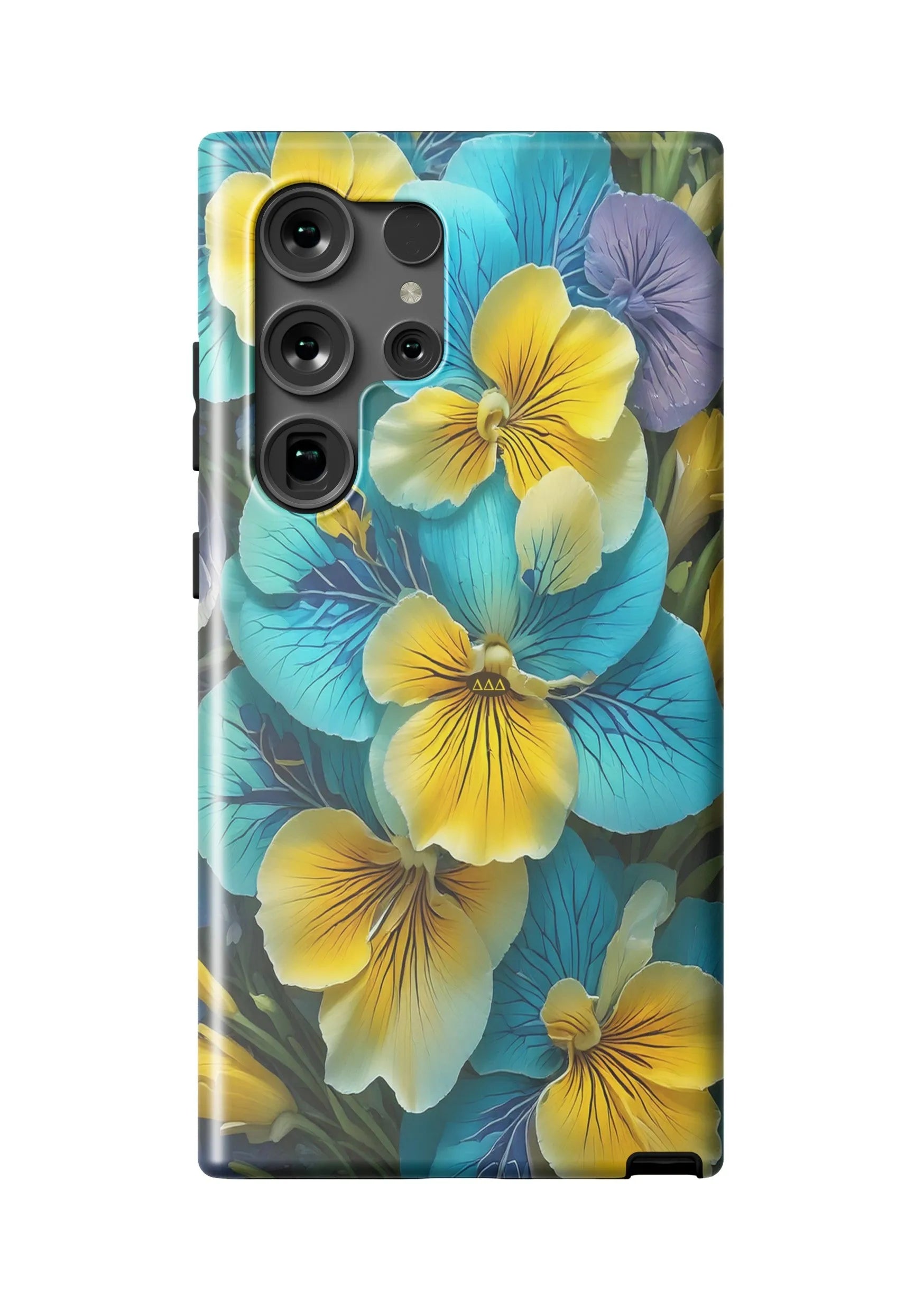 Tri Delta Samsung Galaxy 24, 23 Mobile Phone Case - Pansies Matte Mobile Phone Cases