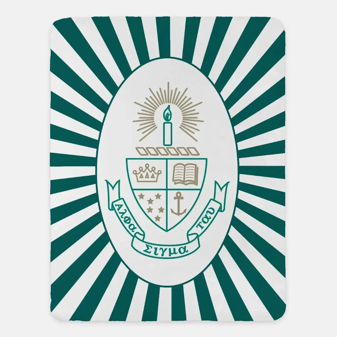 Alpha Sigma Tau XL 60x80 Sherpa Throw Blanket - Starburst Crest Throw Blankets
