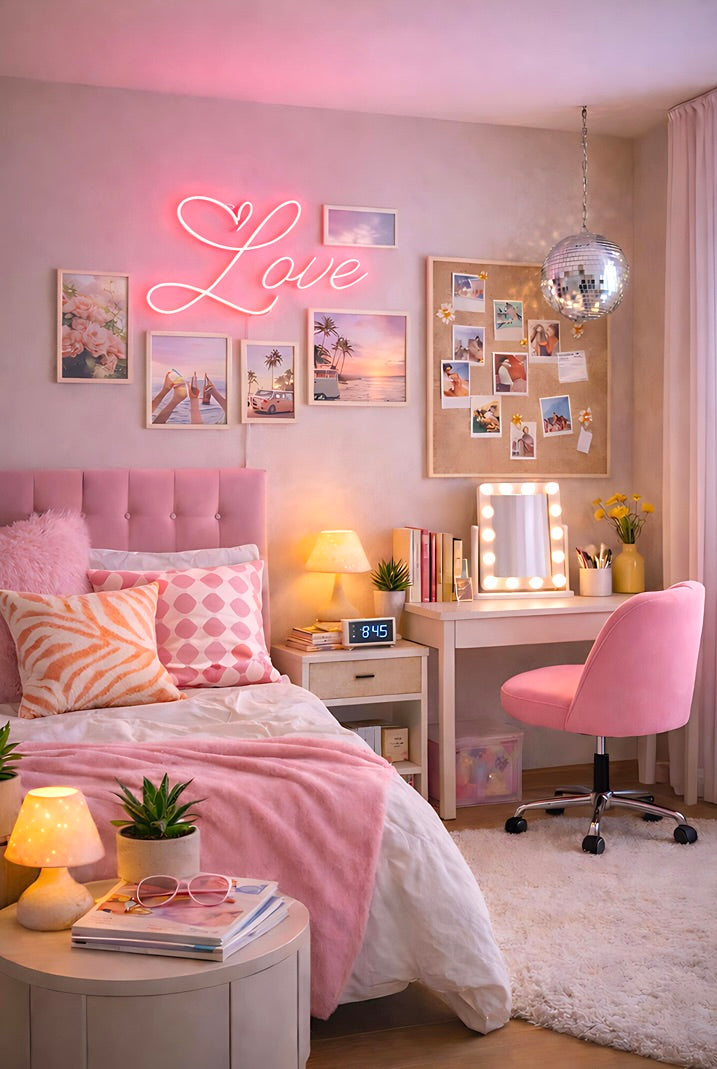 LOVE LED Neon Sign w/ Dimmer | Dorm Wall Sign | Bedroom Sign