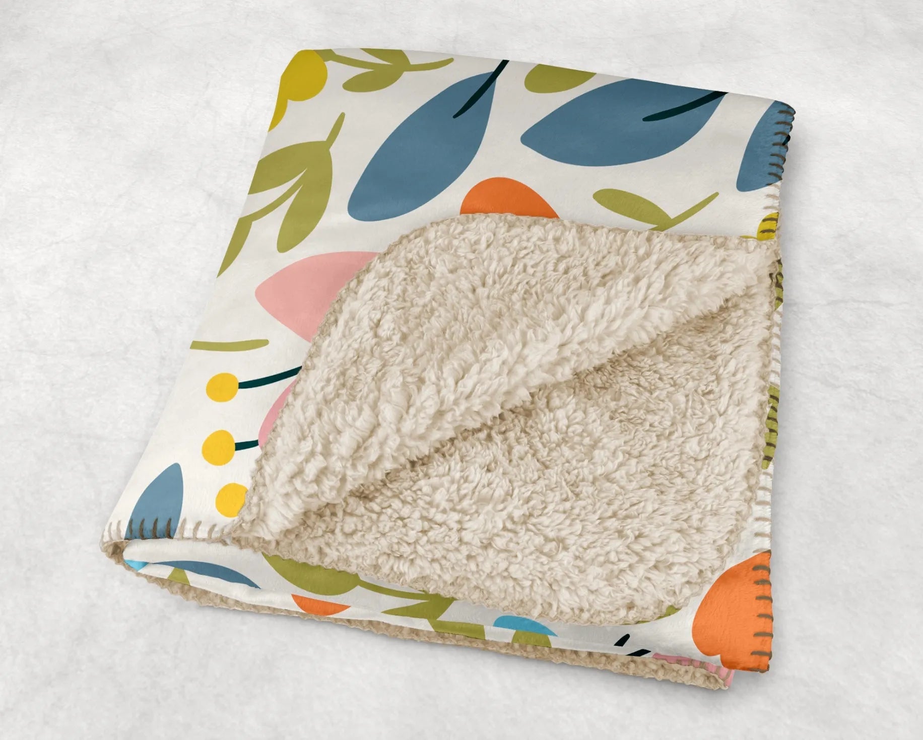 Flat Leaf Floral XL 60x80 Sherpa Blanket Throw Blankets