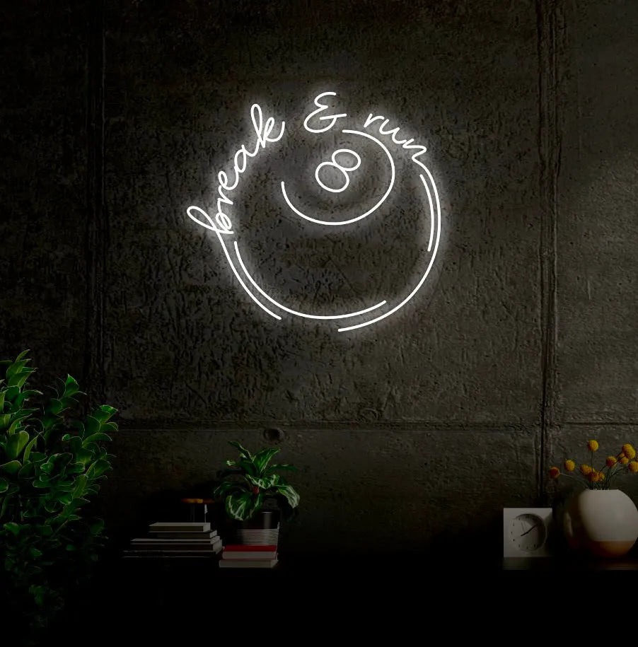 8 Ball Break & Run LED Neon Sign w/ Dimmer Neon Signs