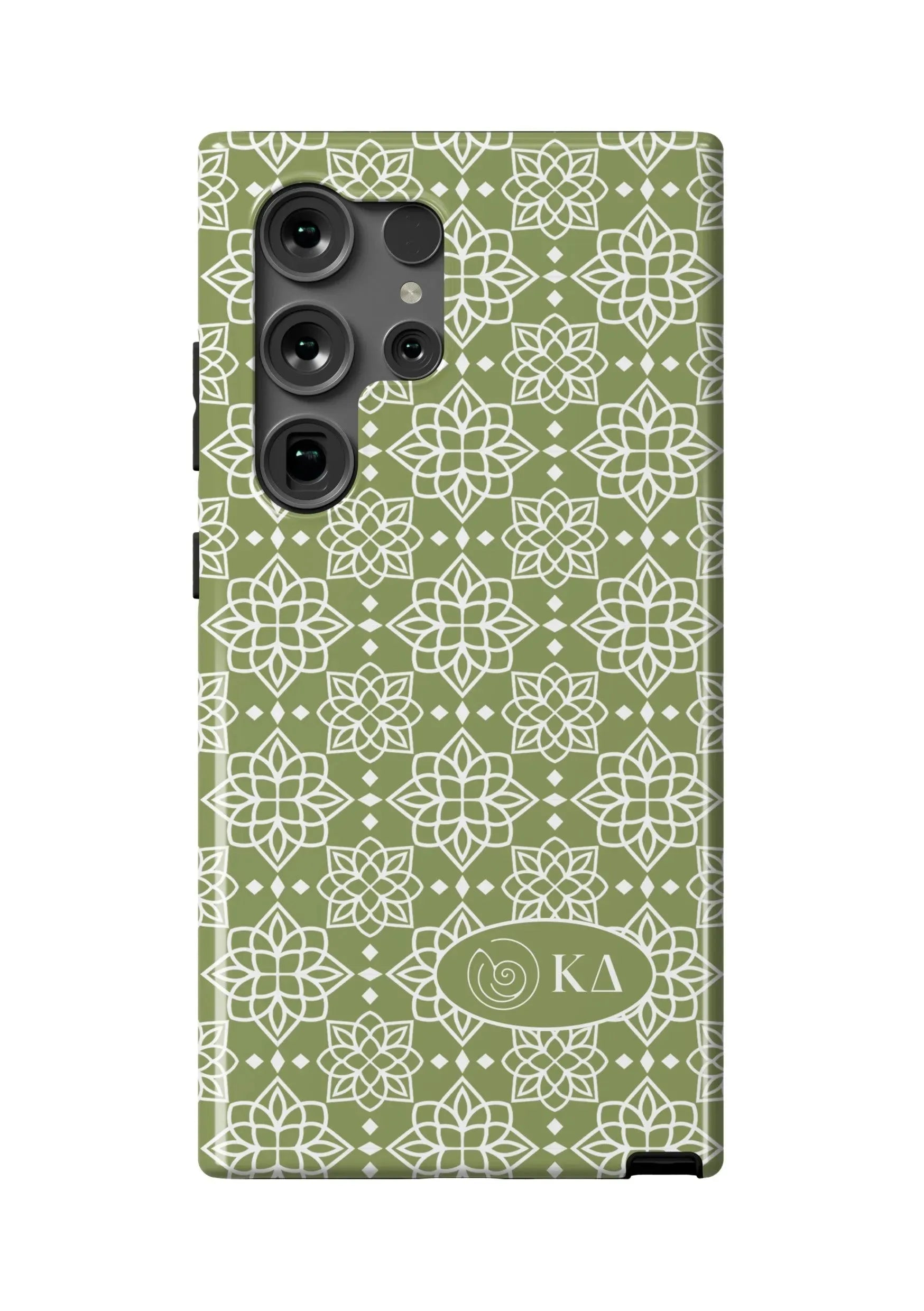 Kappa Delta Samsung Galaxy 24, 23 Mobile Phone Case - Olive Ornate Gloss Mobile Phone Cases