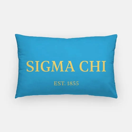 Sigma Chi Lumbar Pillow Cover - 1855 Blue Goid Pillow Covers
