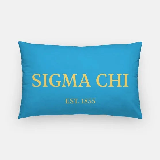 Sigma Chi Lumbar Pillow Cover - 1855 Blue Goid Pillow Covers