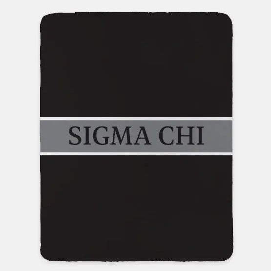 Sigma Chi XL 60x80 Blanket - Traditional Center Band Black Gray Throw Blankets