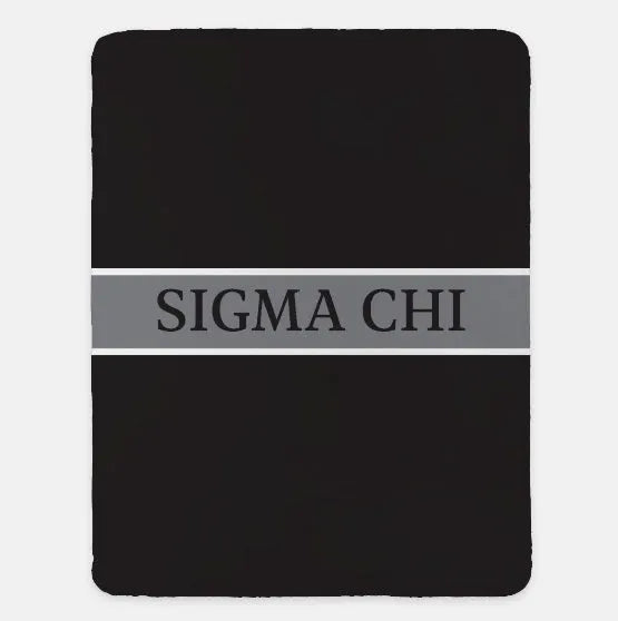 Sigma Chi XL 60x80 Blanket - Traditional Center Band Black Gray Throw Blankets