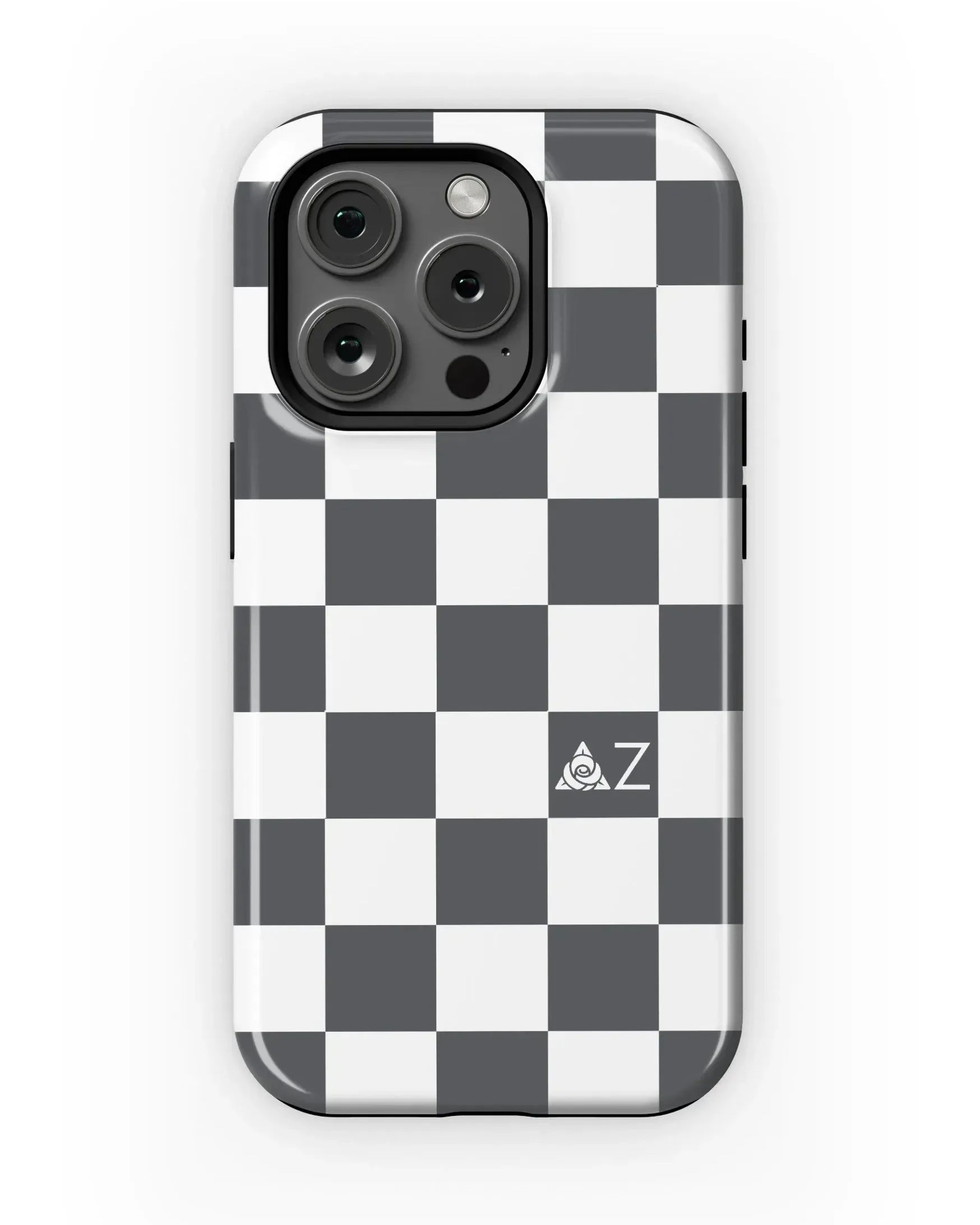 Delta Zeta iPhone 16, 15, 14 Mobile Phone Case - Grey Check Gloss Mobile Phone Cases