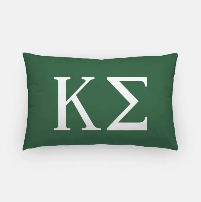 Kappa Sigma Lumbar Pillow Cover - Greek Letters Green Pillow Covers