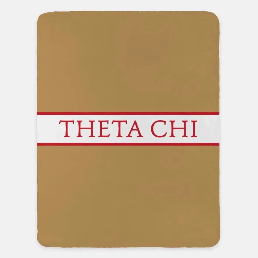 Theta Chi XL 60x80 Blanket - Traditional Center Band Gold Red Throw Blankets